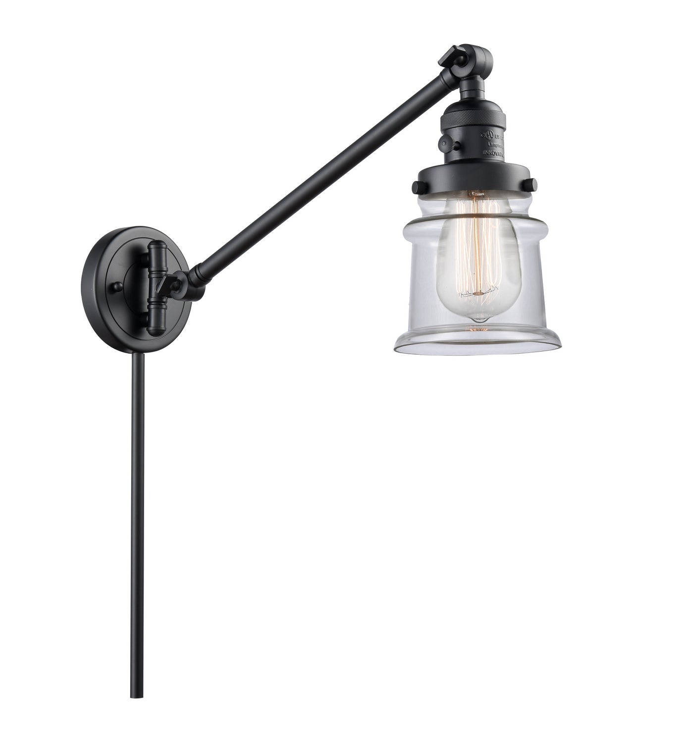 Innovations - 237-BK-G182S - One Light Swing Arm - Franklin Restoration - Matte Black