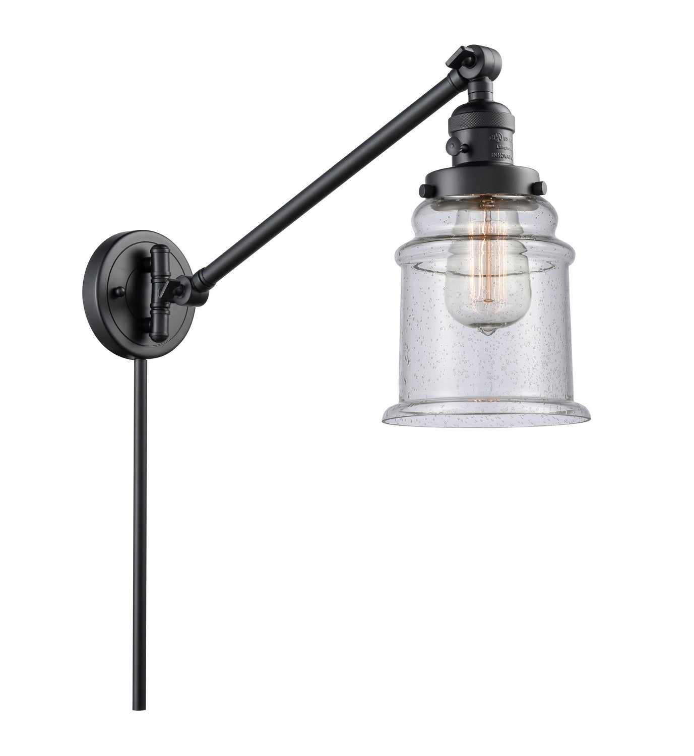 Innovations - 237-BK-G184 - One Light Swing Arm - Franklin Restoration - Matte Black