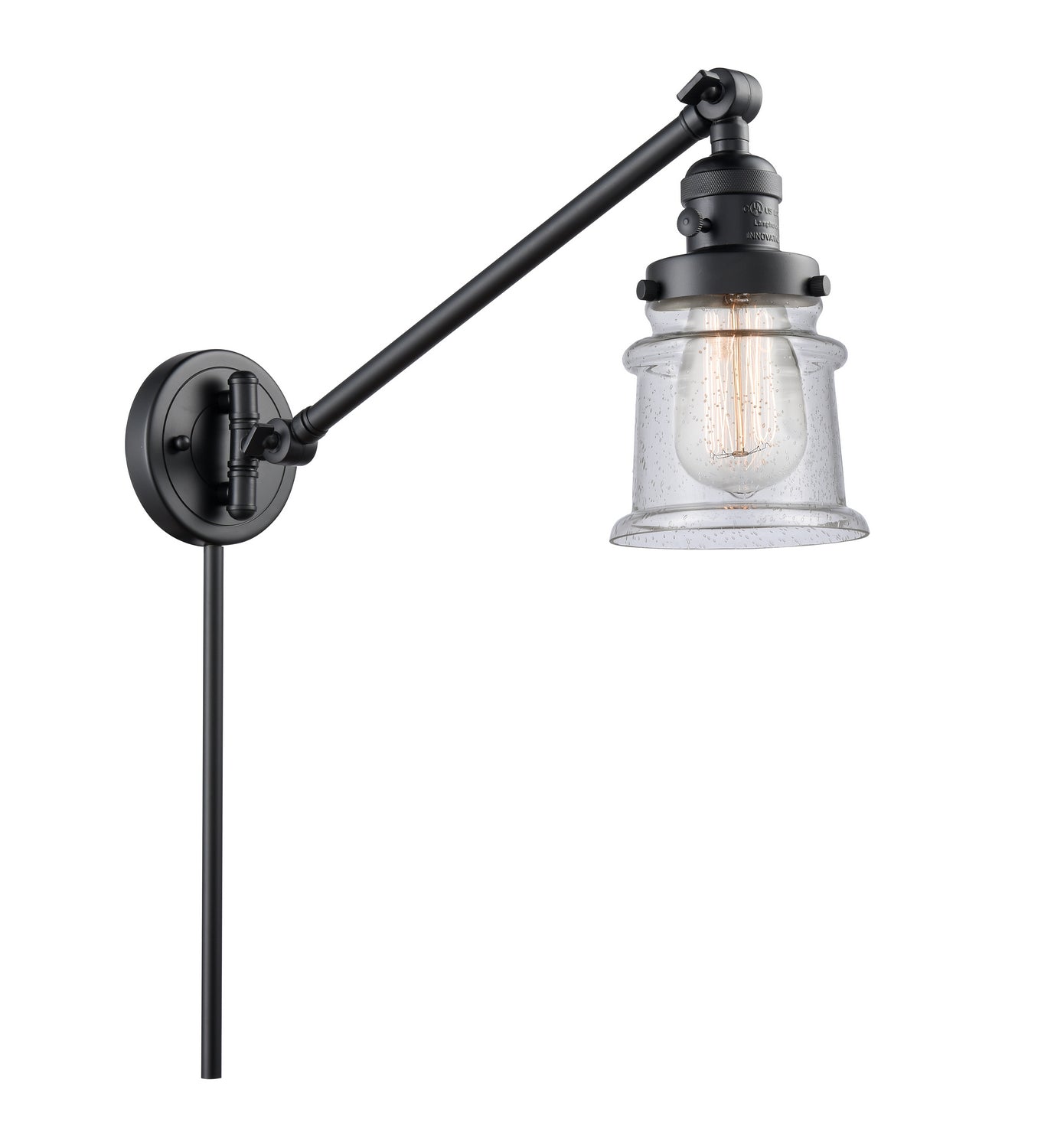 Innovations - 237-BK-G184S - One Light Swing Arm - Franklin Restoration - Matte Black