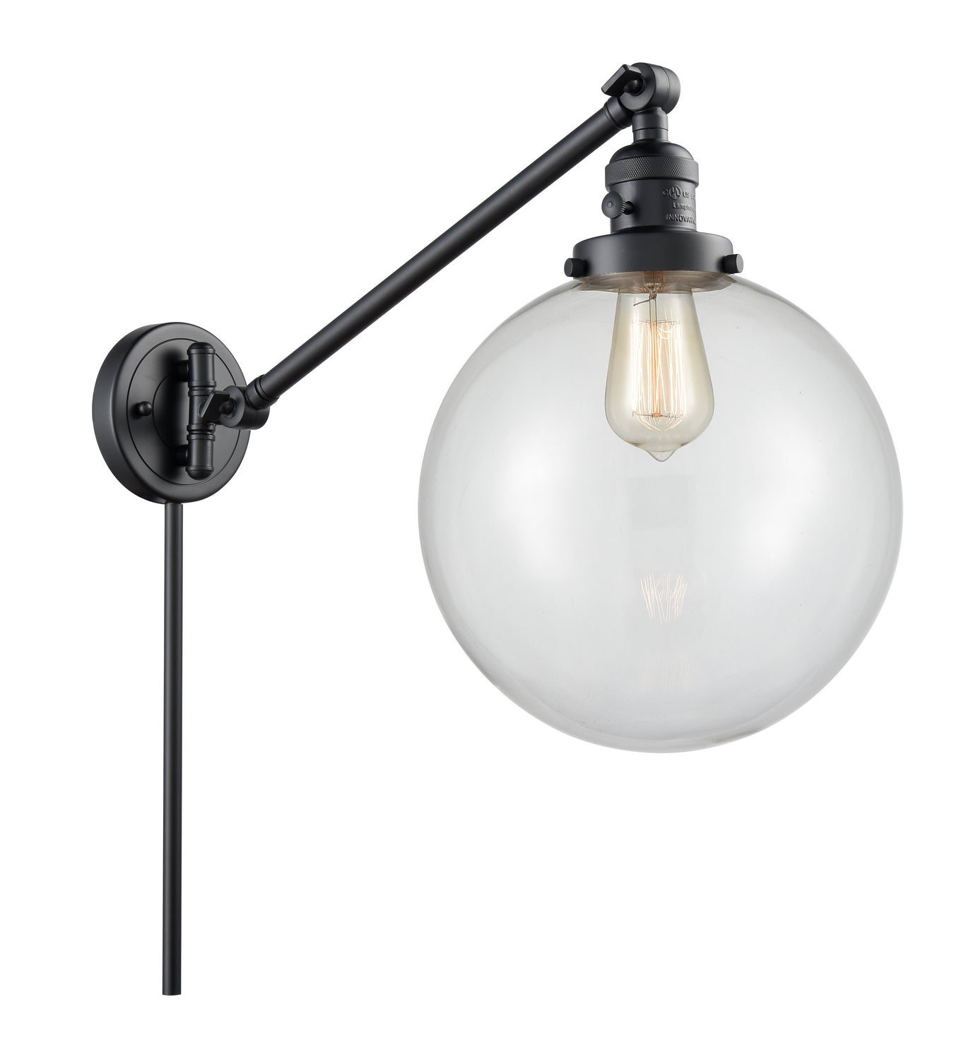 Innovations - 237-BK-G202-10 - One Light Swing Arm - Franklin Restoration - Matte Black