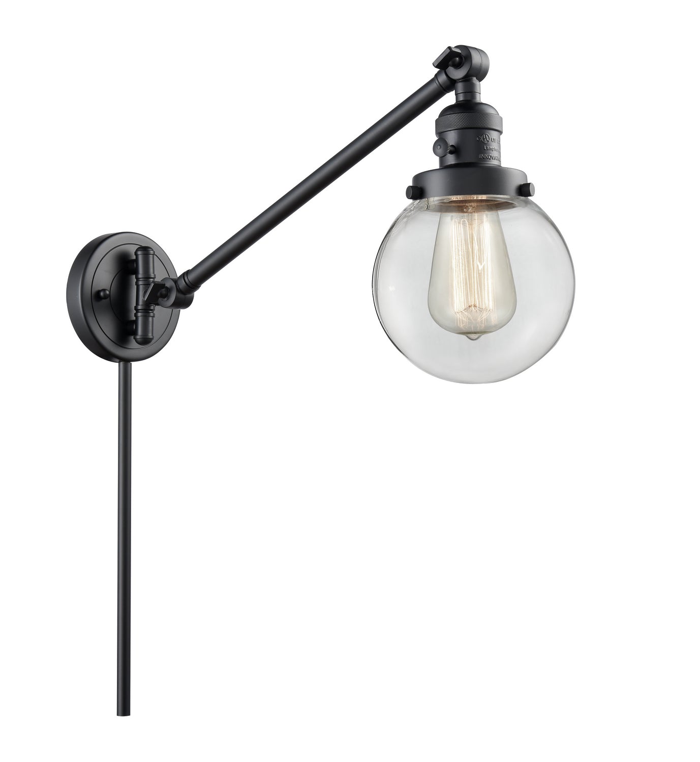 Innovations - 237-BK-G202-6 - One Light Swing Arm - Franklin Restoration - Matte Black