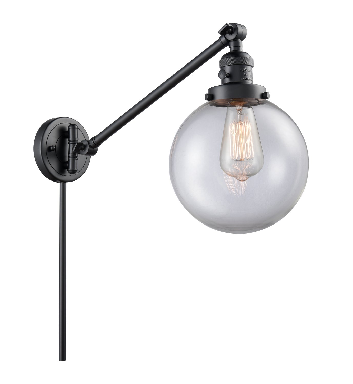 Innovations - 237-BK-G202-8 - One Light Swing Arm - Franklin Restoration - Matte Black