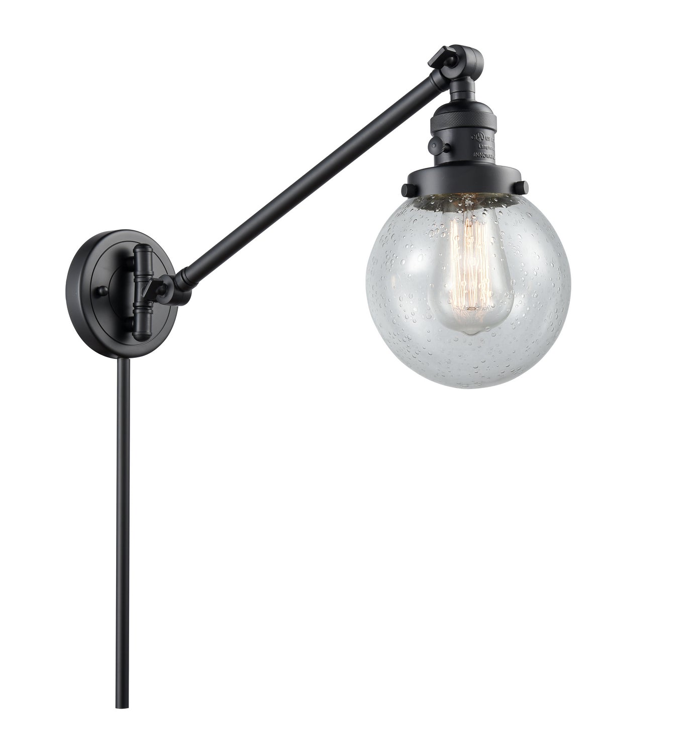 Innovations - 237-BK-G204-6 - One Light Swing Arm - Franklin Restoration - Matte Black