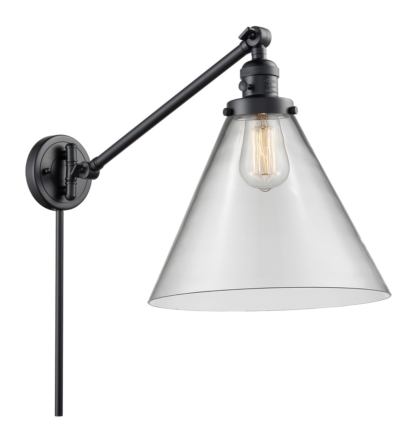 Innovations - 237-BK-G42-L - One Light Swing Arm - Franklin Restoration - Matte Black