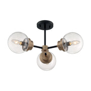 Nuvo Lighting - 60-7123 - Three Light Semi Flush Mount - Axis - Matte Black / Brass