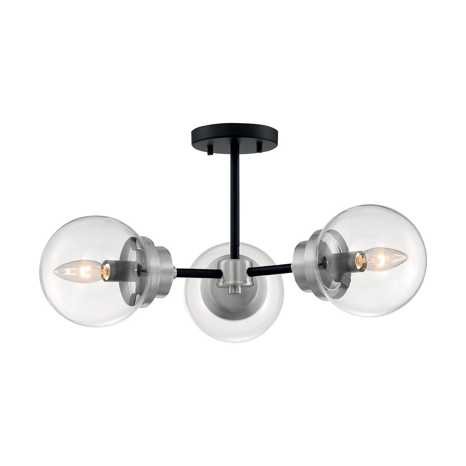 Nuvo Lighting - 60-7133 - Three Light Semi Flush Mount - Axis - Matte Black / Brushed Nickel
