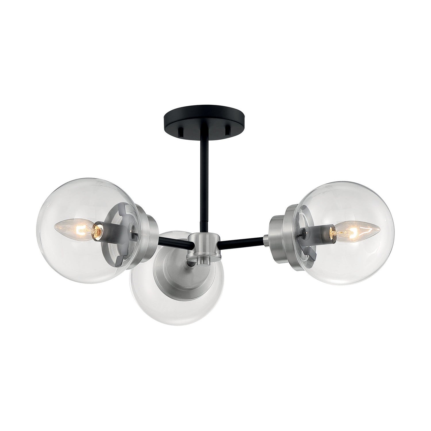 Nuvo Lighting - 60-7133 - Three Light Semi Flush Mount - Axis - Matte Black / Brushed Nickel