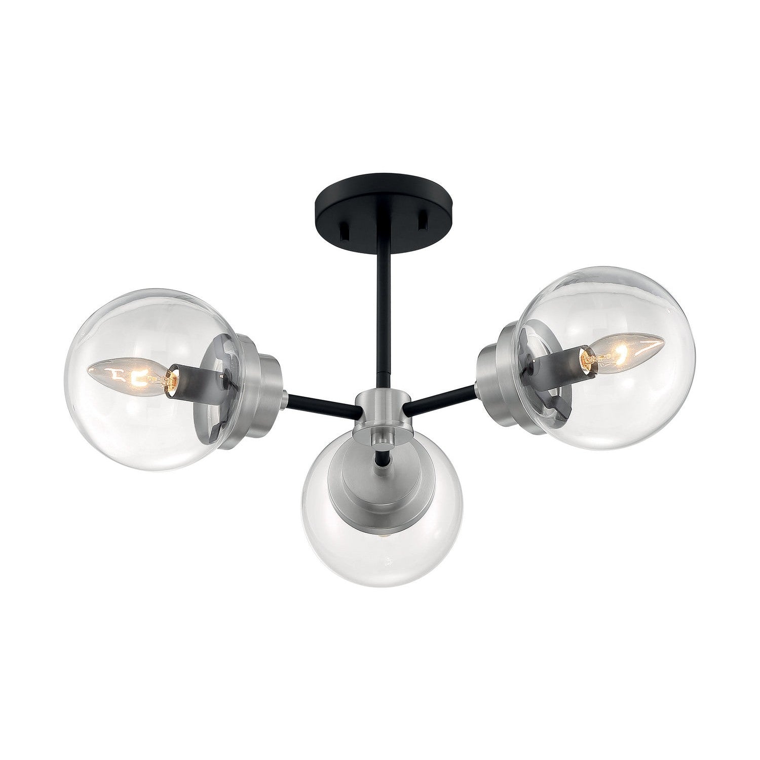 Nuvo Lighting - 60-7133 - Three Light Semi Flush Mount - Axis - Matte Black / Brushed Nickel