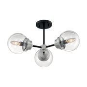 Nuvo Lighting - 60-7133 - Three Light Semi Flush Mount - Axis - Matte Black / Brushed Nickel