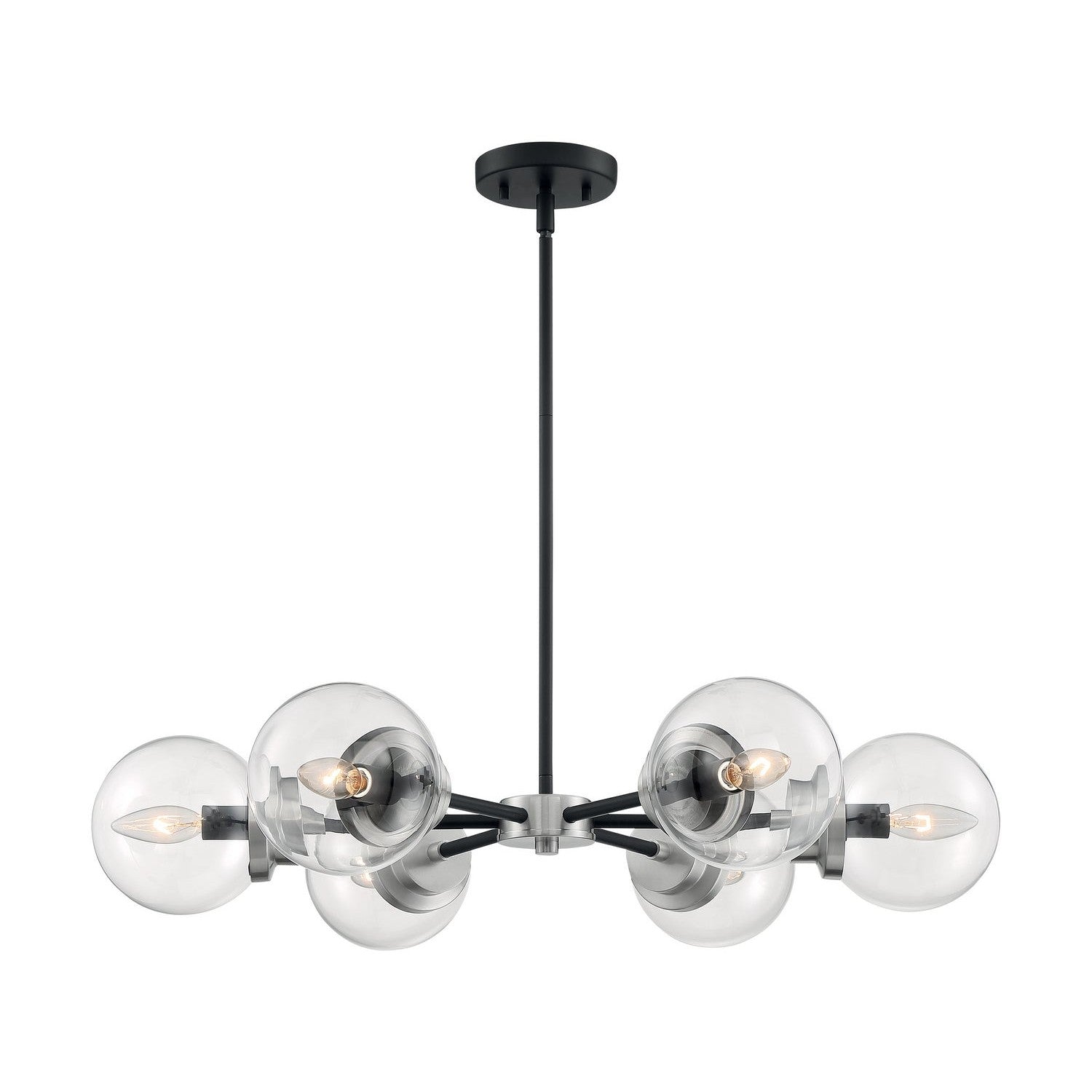 Nuvo Lighting - 60-7136 - Six Light Chandelier - Axis - Matte Black / Brushed Nickel