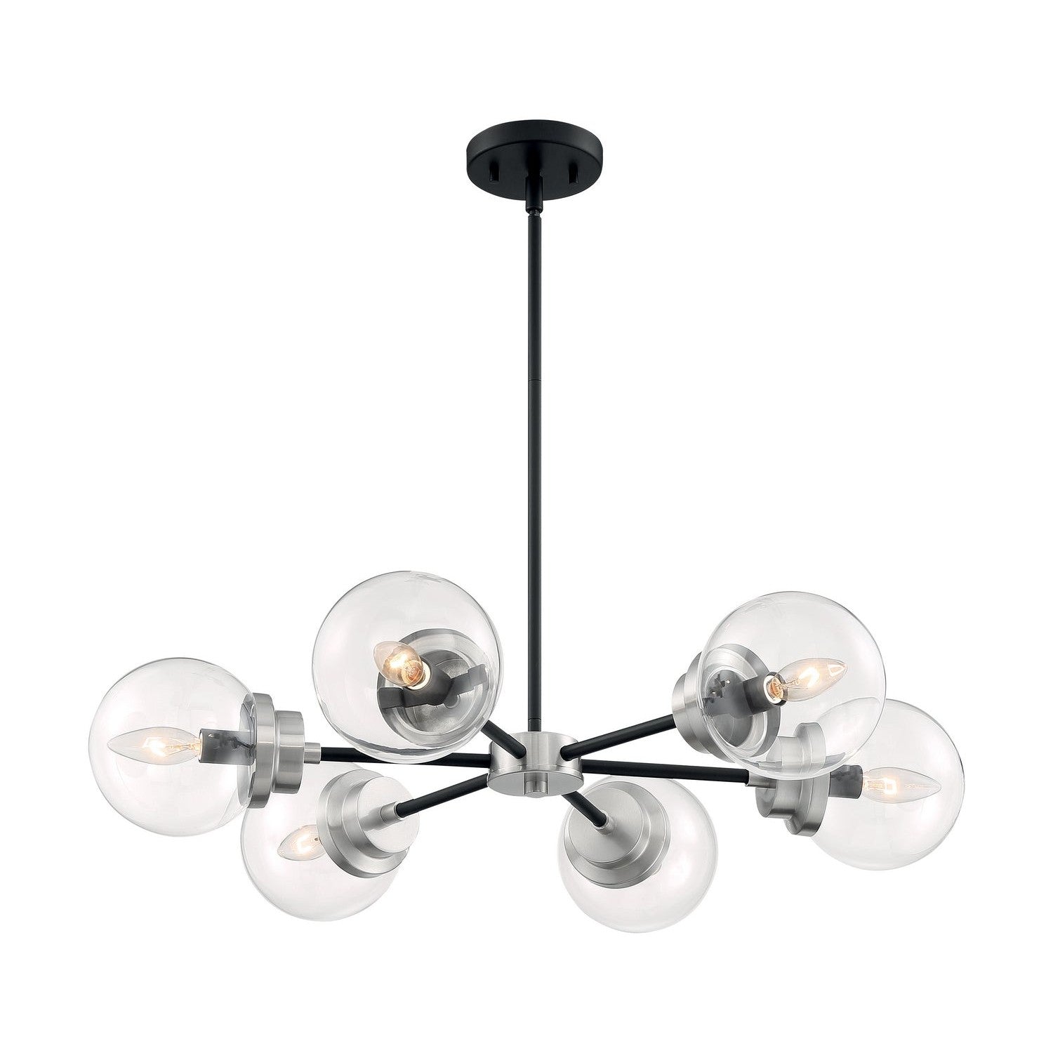 Nuvo Lighting - 60-7136 - Six Light Chandelier - Axis - Matte Black / Brushed Nickel