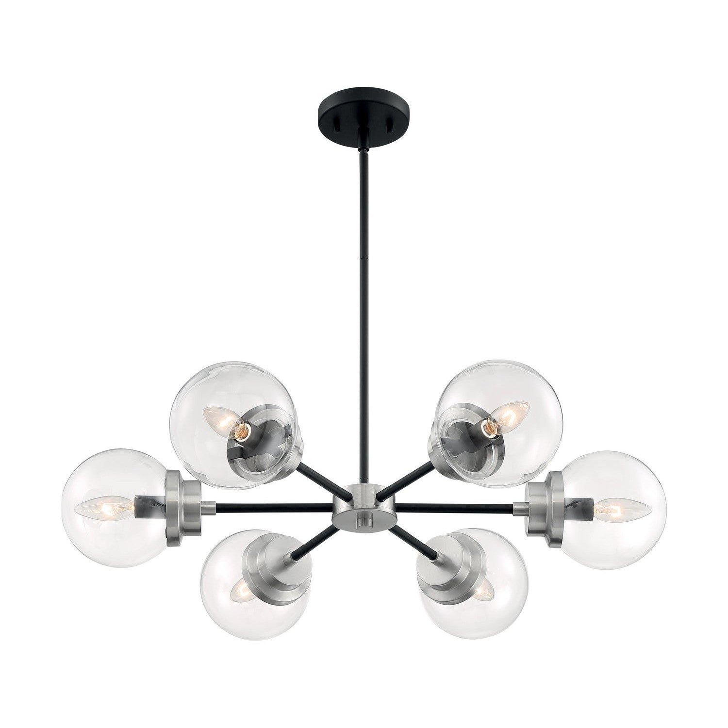 Nuvo Lighting - 60-7136 - Six Light Chandelier - Axis - Matte Black / Brushed Nickel