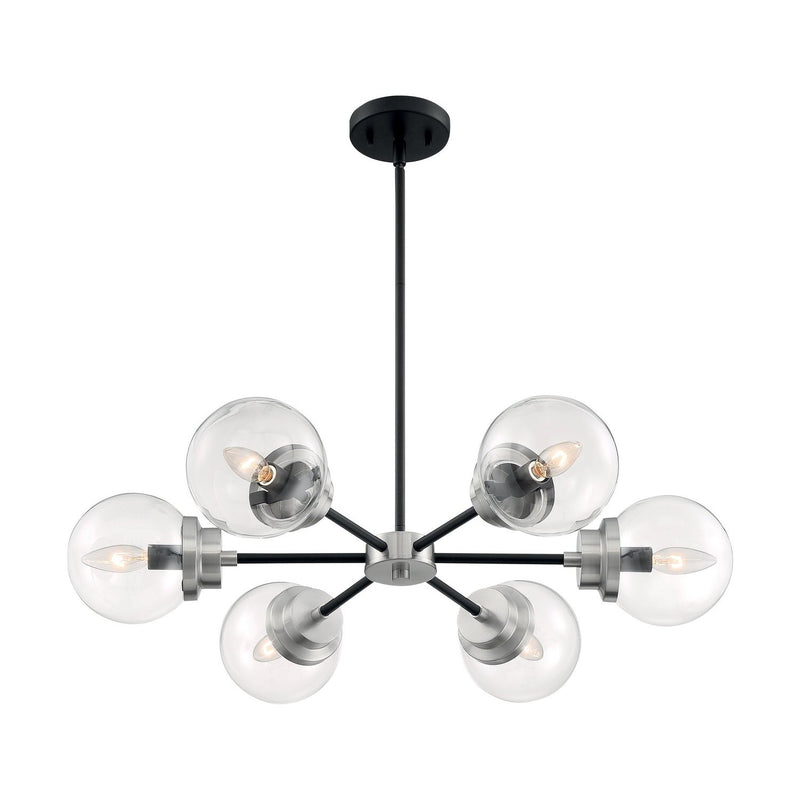 Nuvo Lighting - 60-7136 - Six Light Chandelier - Axis - Matte Black / Brushed Nickel
