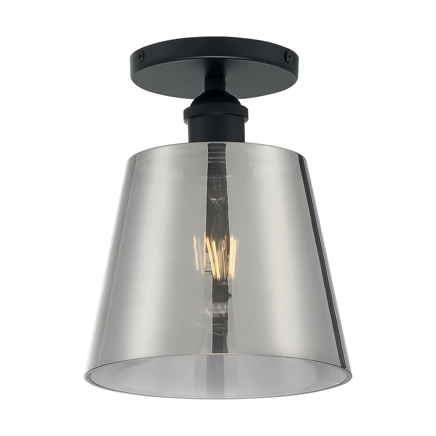Nuvo Lighting - 60-7333 - One Light Semi Flush Mount - Motif - Black / Smoked Glass