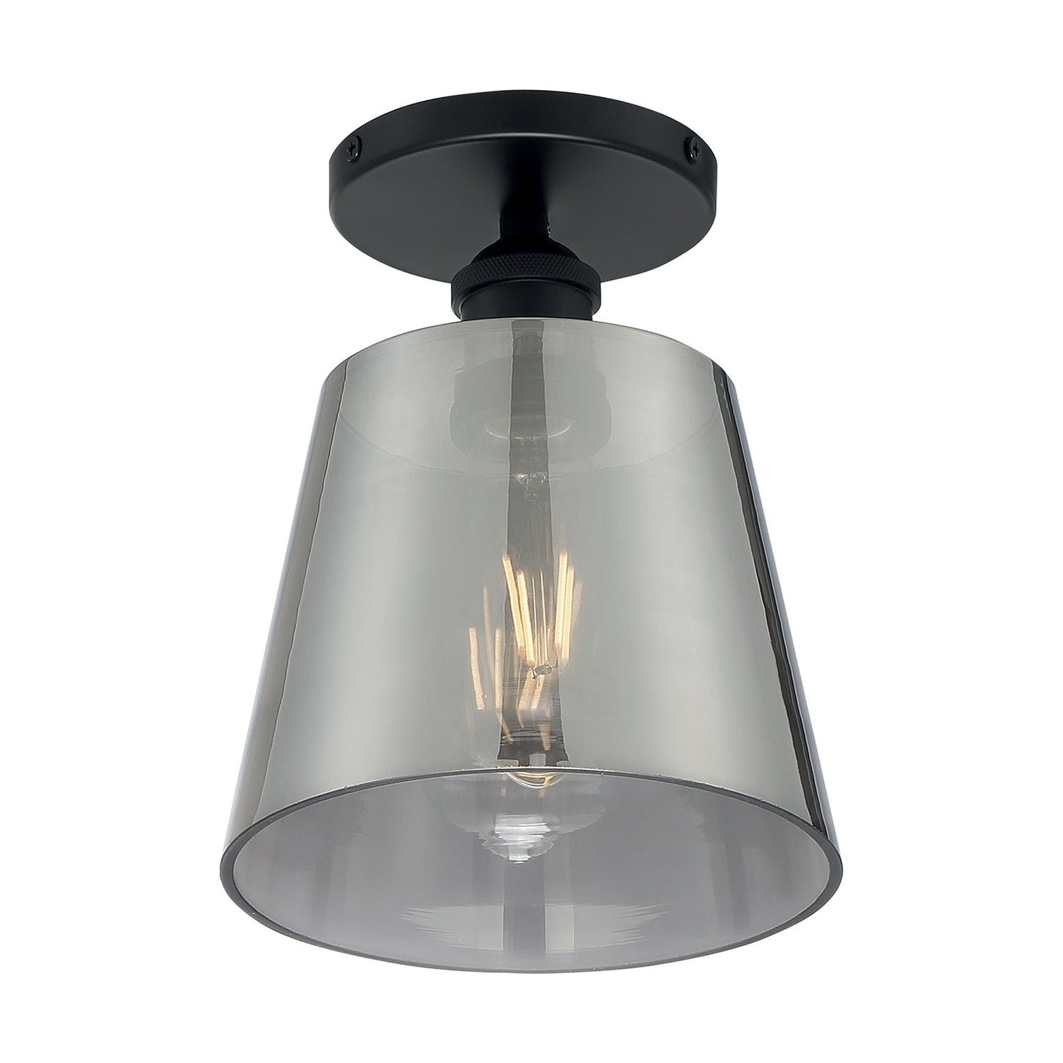 Nuvo Lighting - 60-7333 - One Light Semi Flush Mount - Motif - Black / Smoked Glass