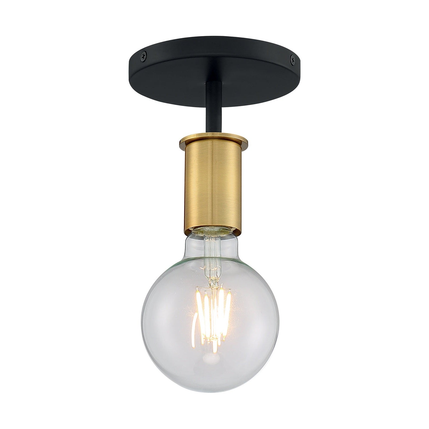Nuvo Lighting - 60-7343 - One Light Semi Flush Mount - Ryder - Black / Brushed Brass