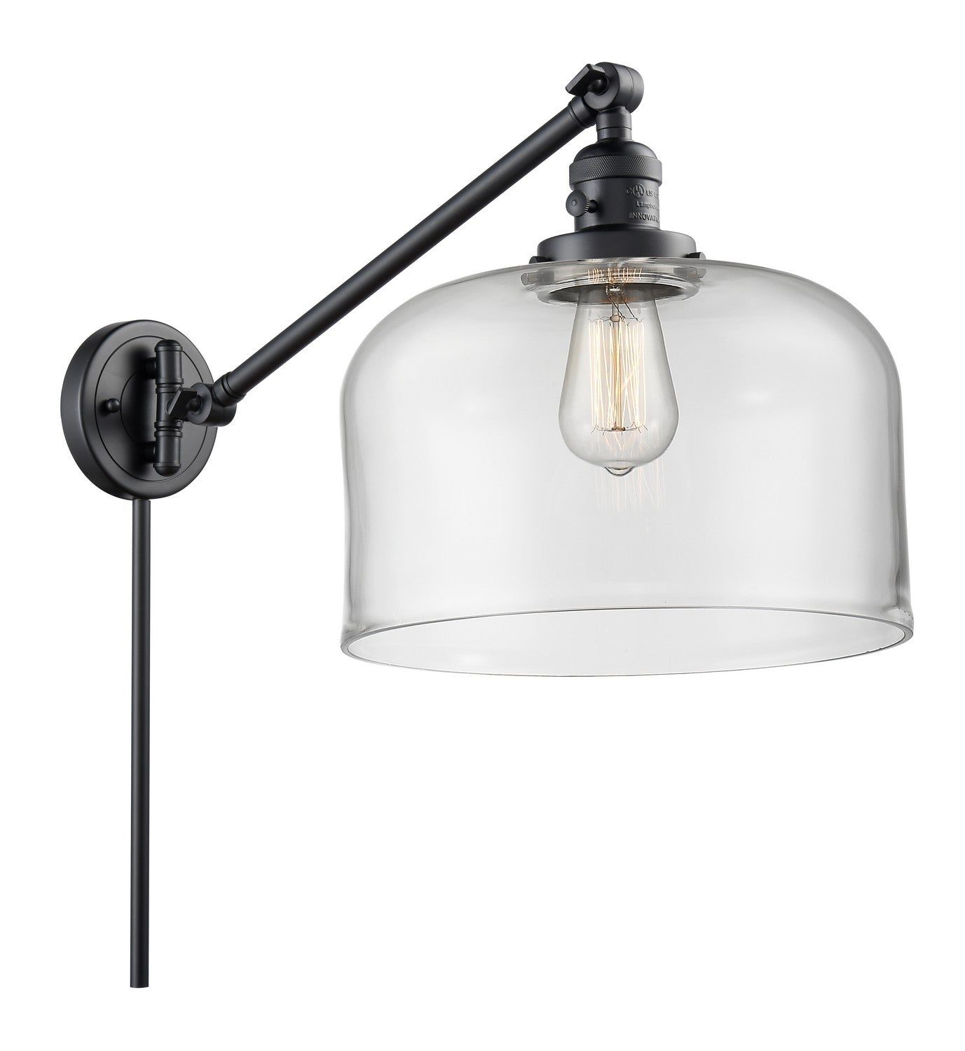 Innovations - 237-BK-G72-L - One Light Swing Arm - Franklin Restoration - Matte Black