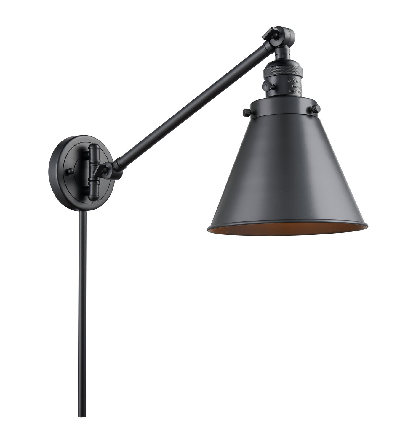 Innovations - 237-BK-M13-BK - One Light Swing Arm - Franklin Restoration - Matte Black