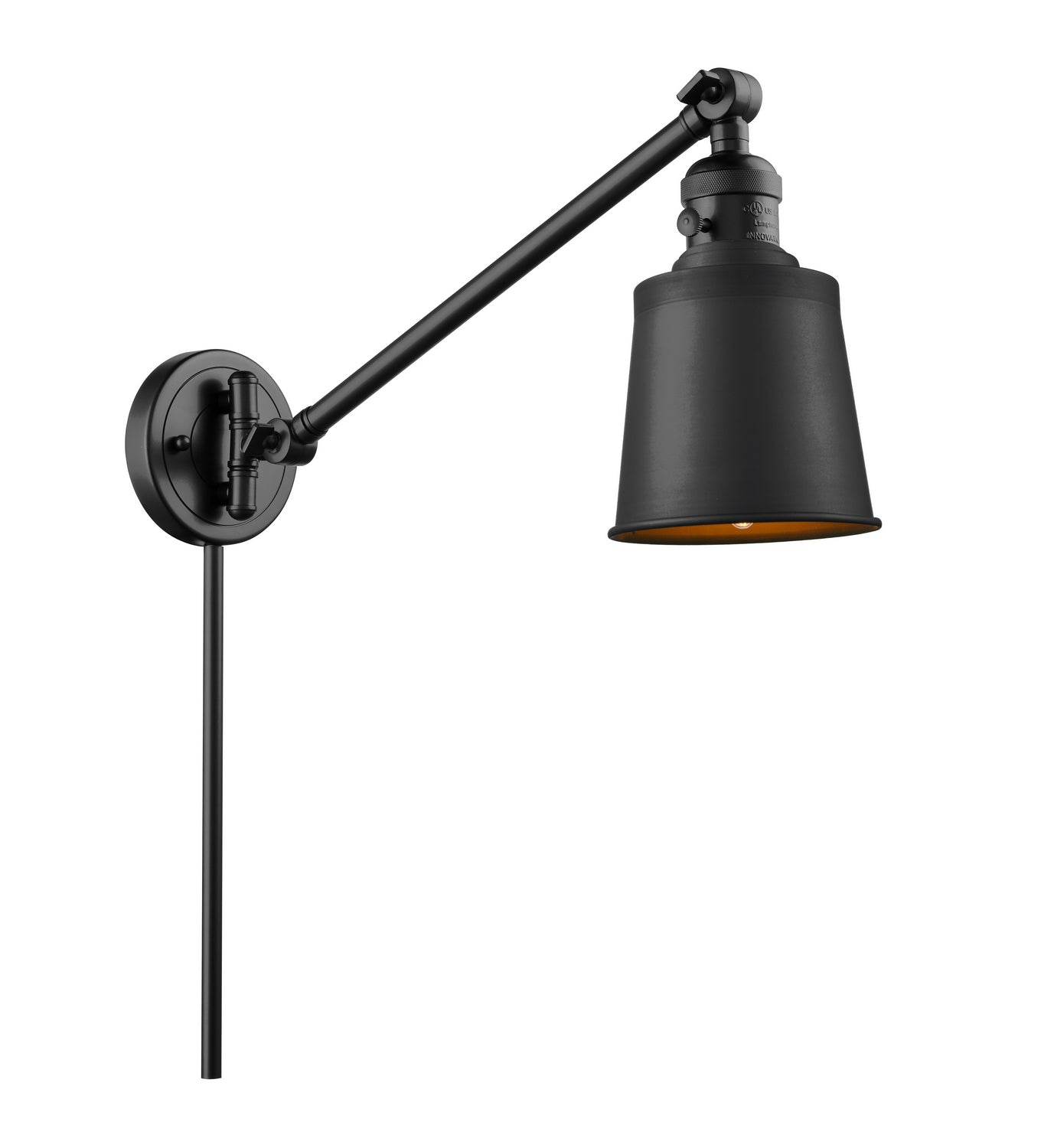 Innovations - 237-BK-M9-BK - One Light Swing Arm - Franklin Restoration - Matte Black