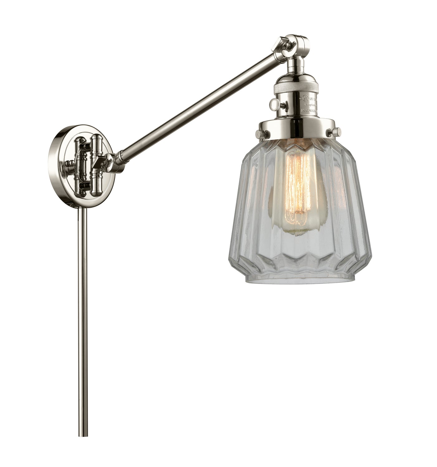 Innovations - 237-PN-G142 - One Light Swing Arm - Franklin Restoration - Polished Nickel