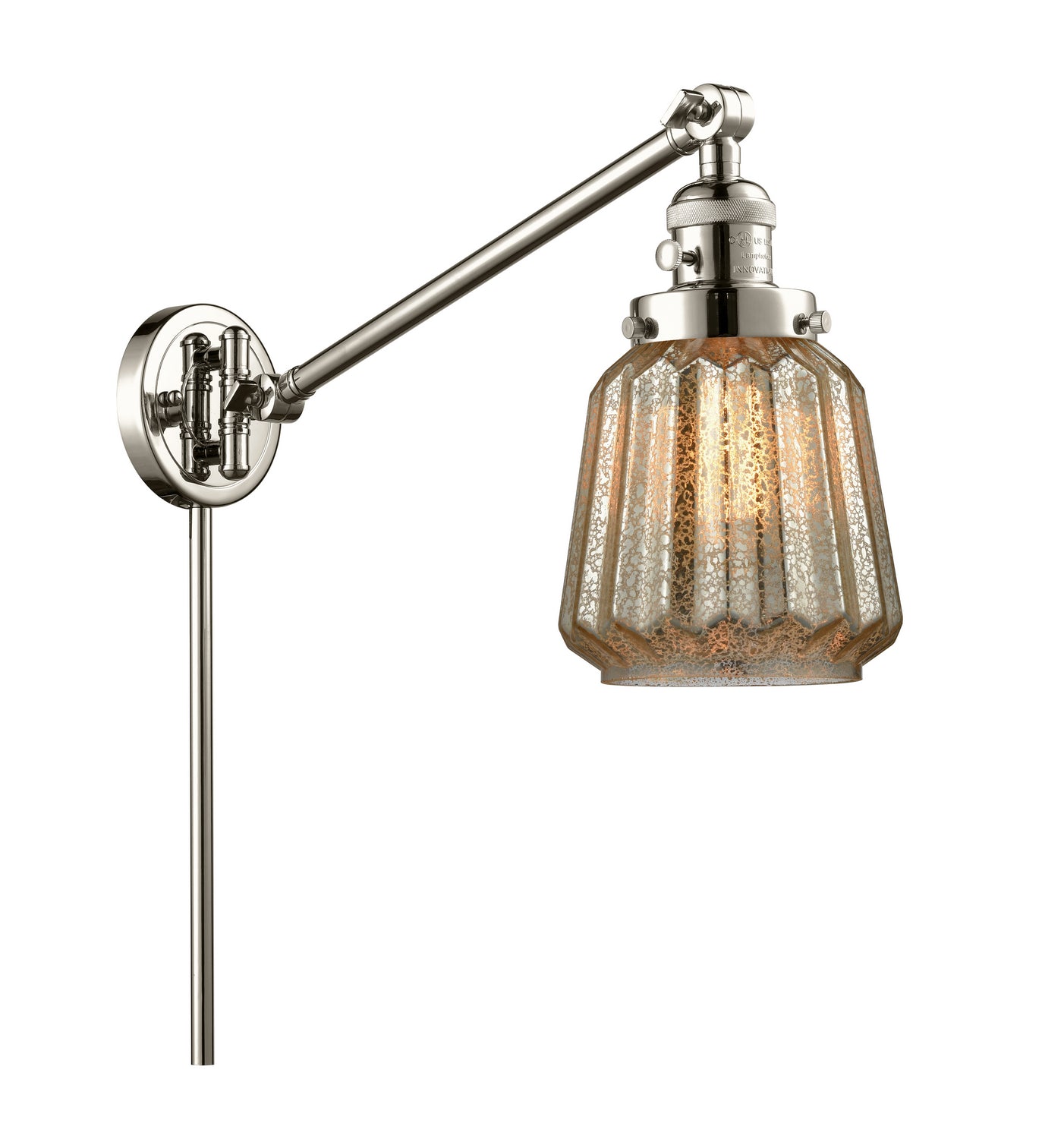 Innovations - 237-PN-G146 - One Light Swing Arm - Franklin Restoration - Polished Nickel