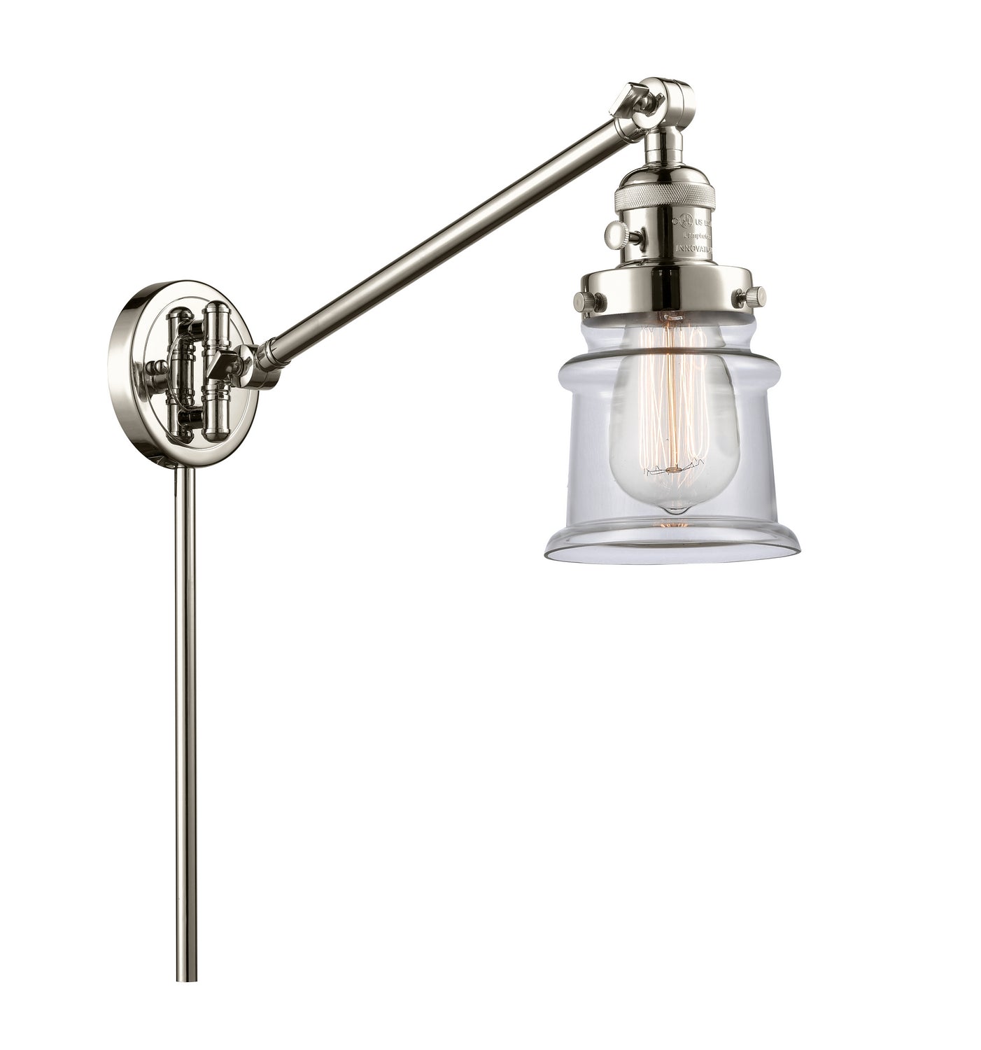 Innovations - 237-PN-G182S - One Light Swing Arm - Franklin Restoration - Polished Nickel