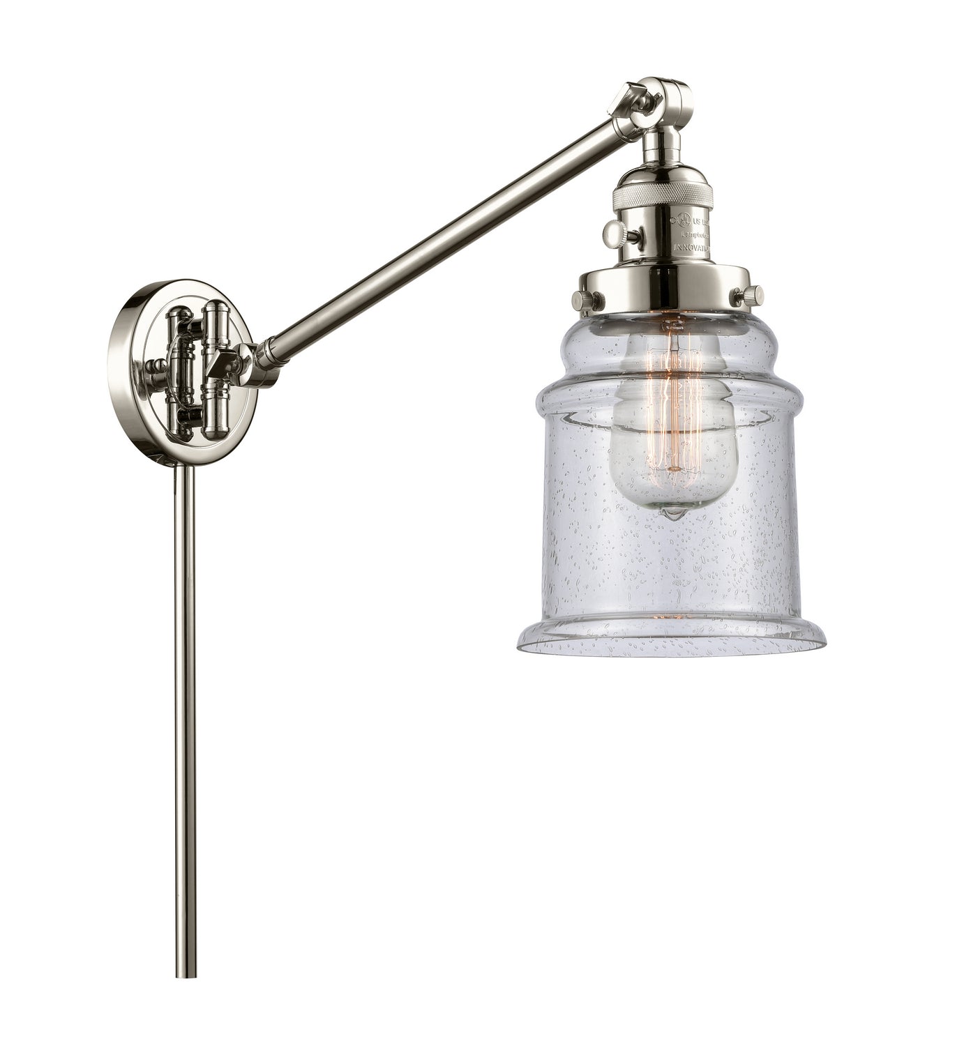 Innovations - 237-PN-G184 - One Light Swing Arm - Franklin Restoration - Polished Nickel