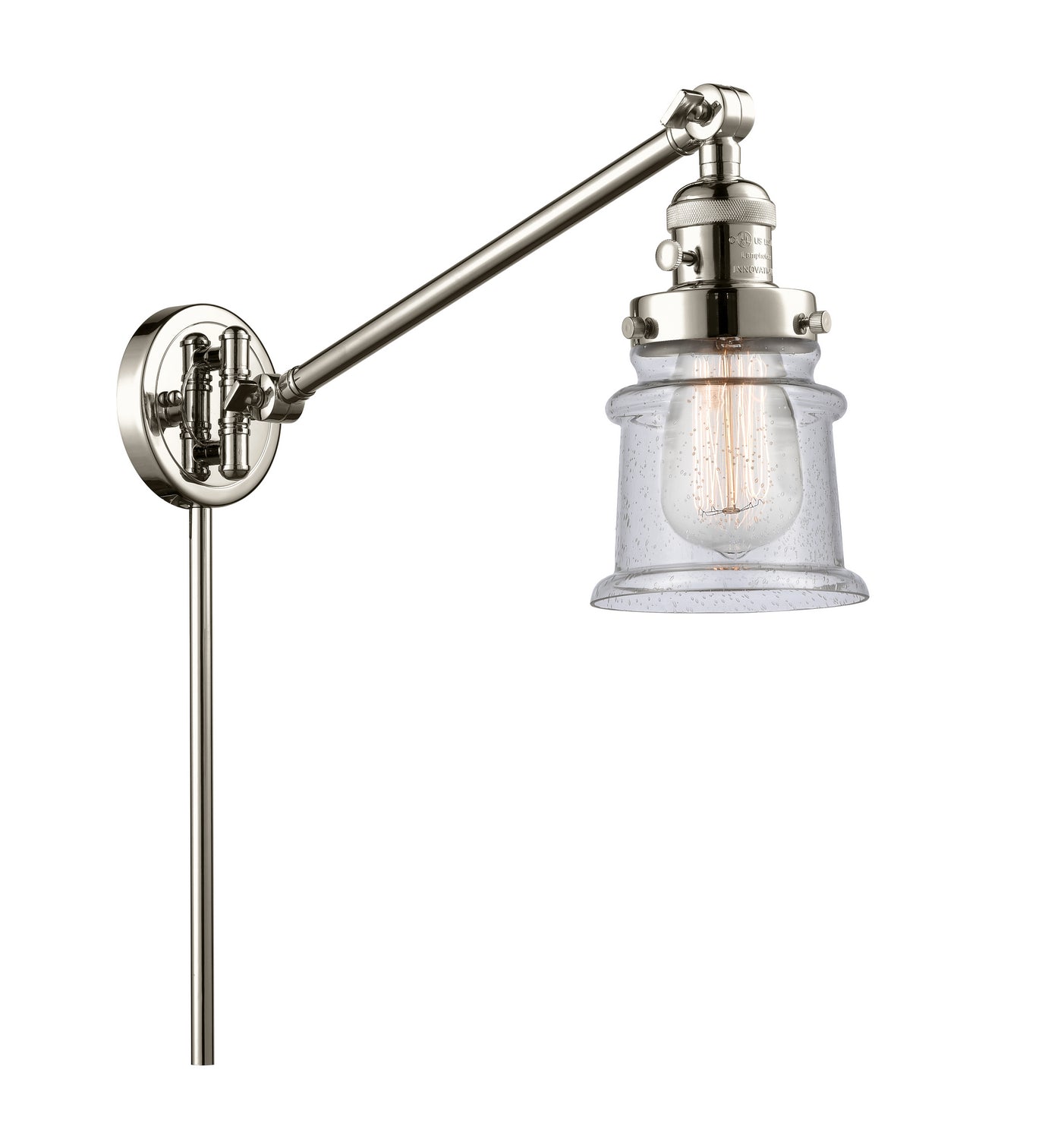 Innovations - 237-PN-G184S - One Light Swing Arm - Franklin Restoration - Polished Nickel
