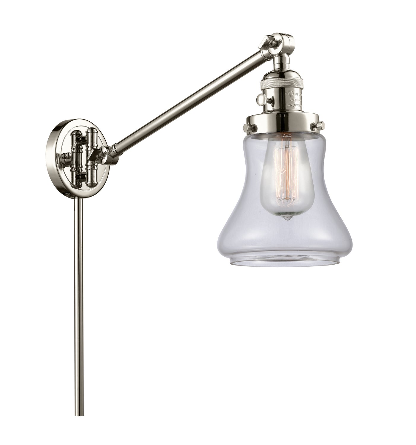 Innovations - 237-PN-G192 - One Light Swing Arm - Franklin Restoration - Polished Nickel