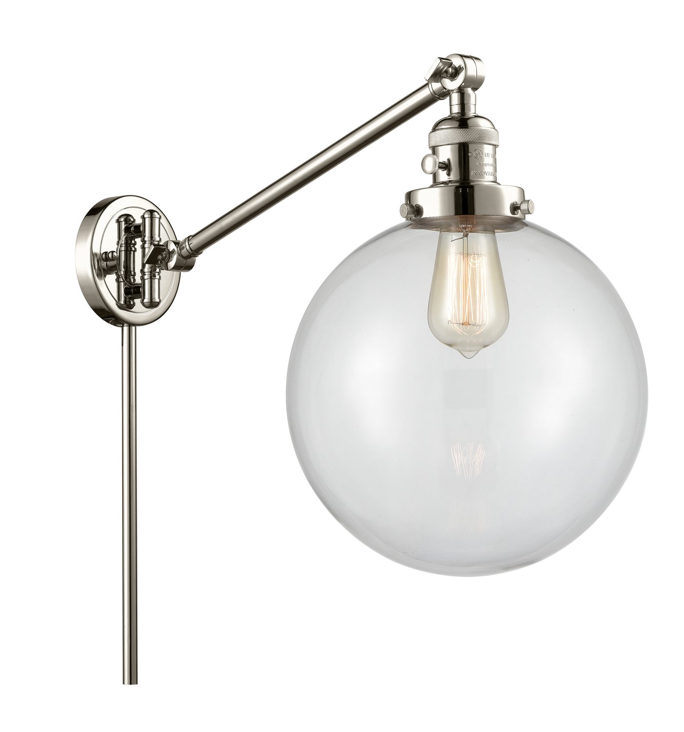 Innovations - 237-PN-G202-10 - One Light Swing Arm - Franklin Restoration - Polished Nickel