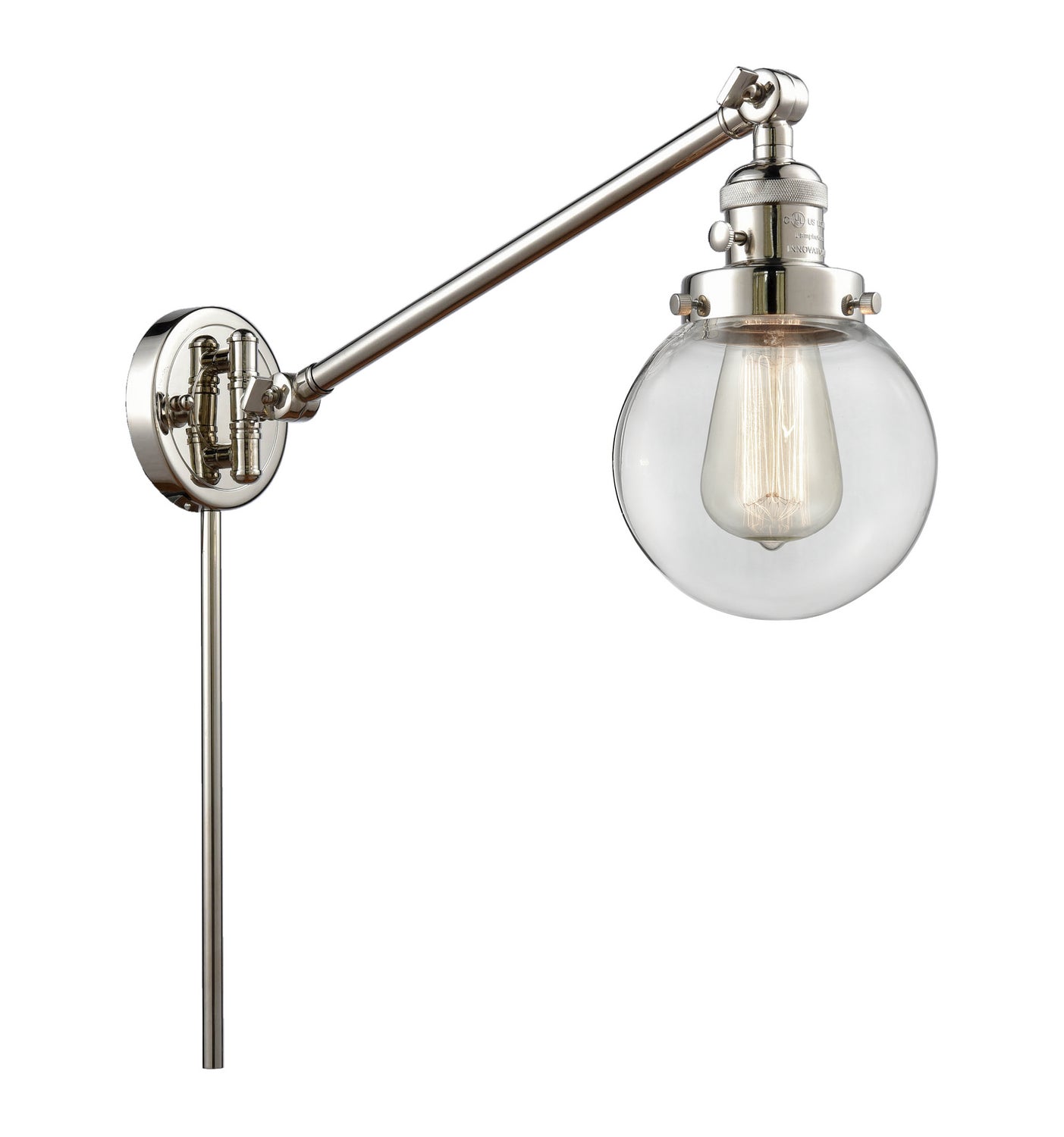 Innovations - 237-PN-G202-6 - One Light Swing Arm - Franklin Restoration - Polished Nickel