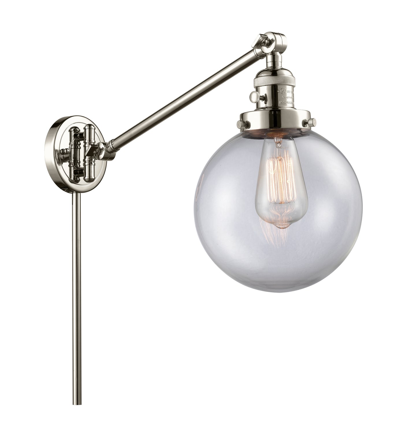 Innovations - 237-PN-G202-8 - One Light Swing Arm - Franklin Restoration - Polished Nickel