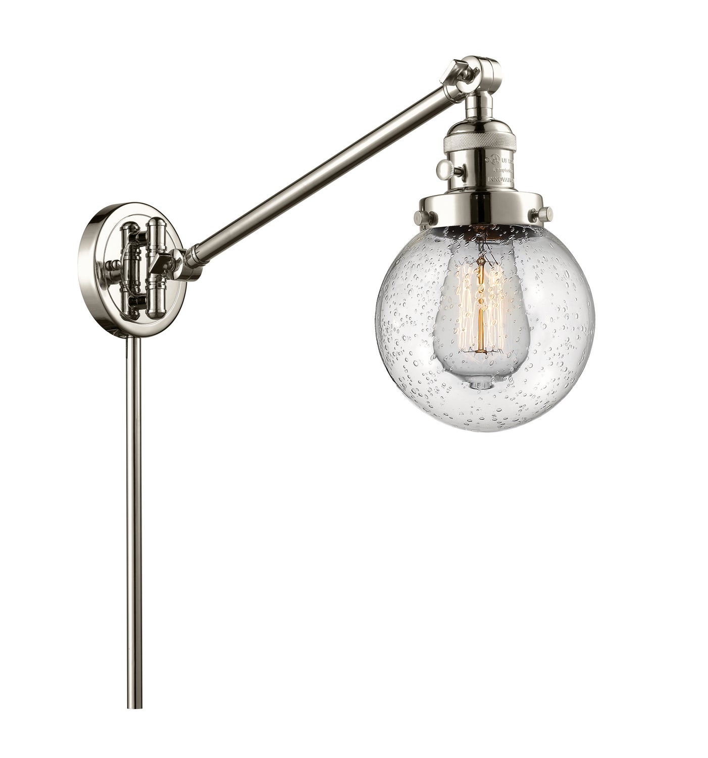 Innovations - 237-PN-G204-6 - One Light Swing Arm - Franklin Restoration - Polished Nickel