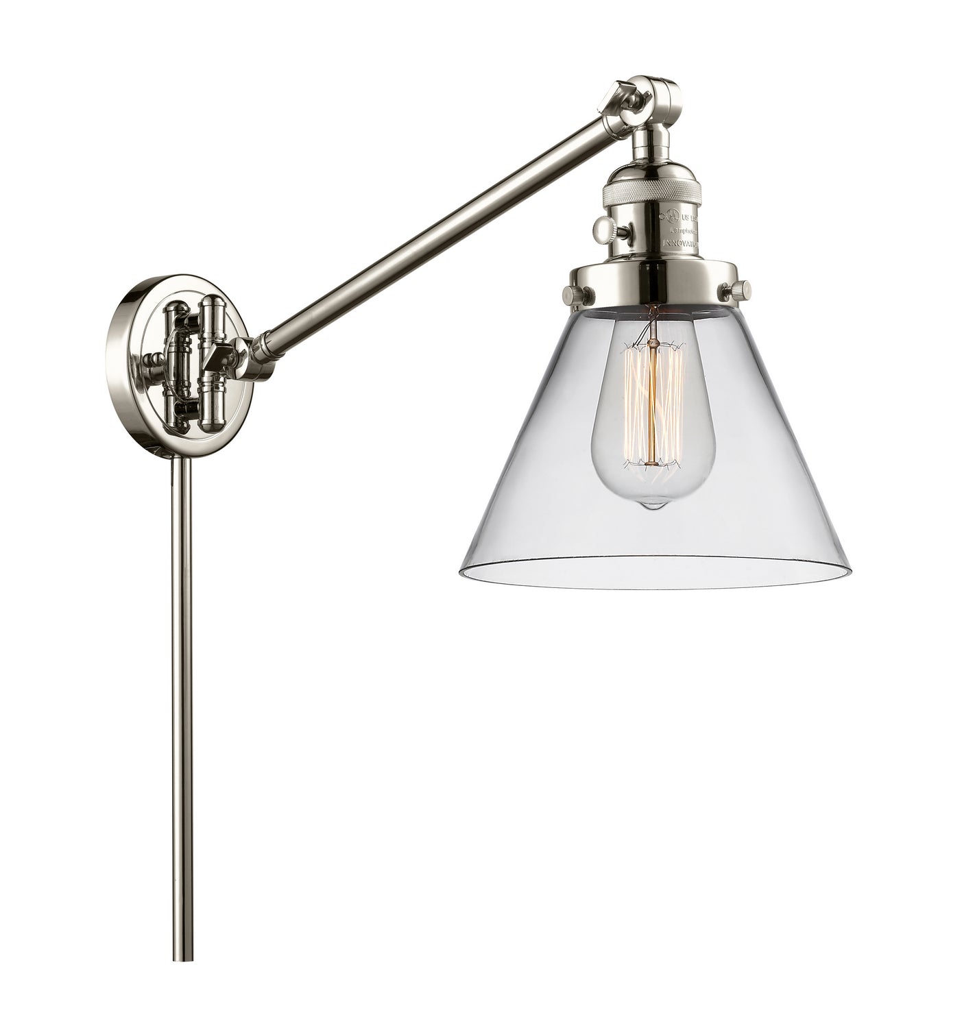 Innovations - 237-PN-G42 - One Light Swing Arm - Franklin Restoration - Polished Nickel