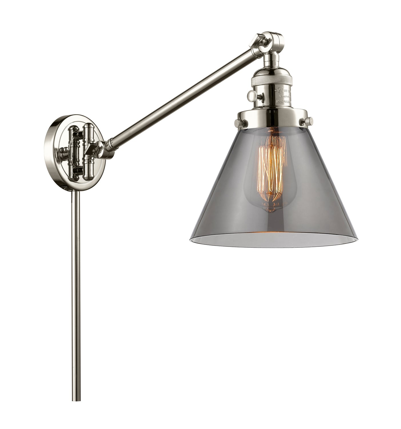 Innovations - 237-PN-G43 - One Light Swing Arm - Franklin Restoration - Polished Nickel