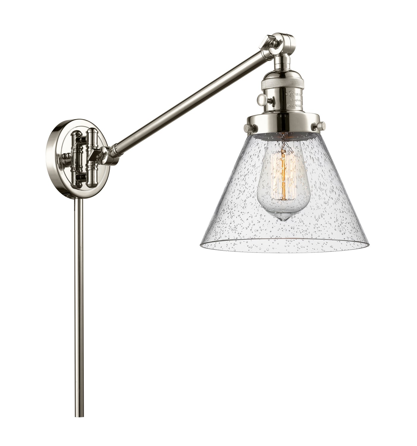 Innovations - 237-PN-G44 - One Light Swing Arm - Franklin Restoration - Polished Nickel