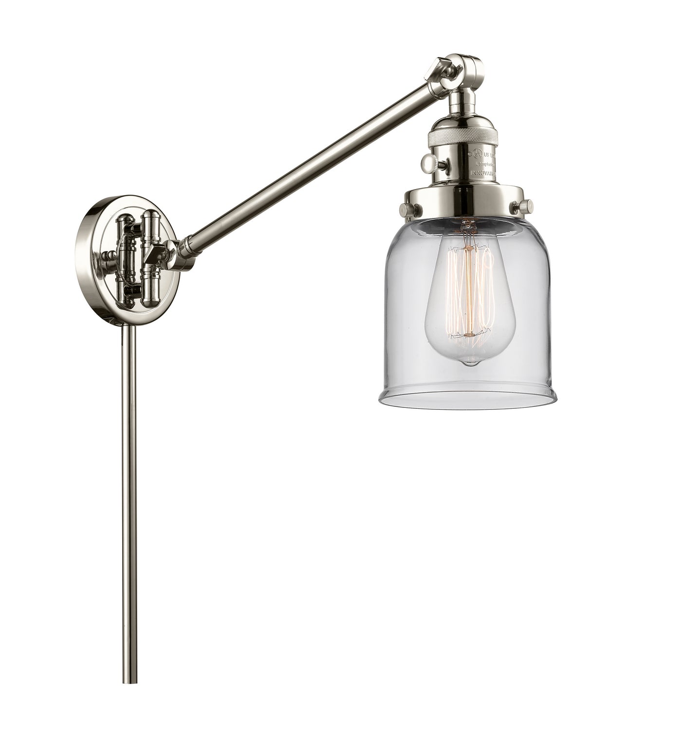 Innovations - 237-PN-G52 - One Light Swing Arm - Franklin Restoration - Polished Nickel