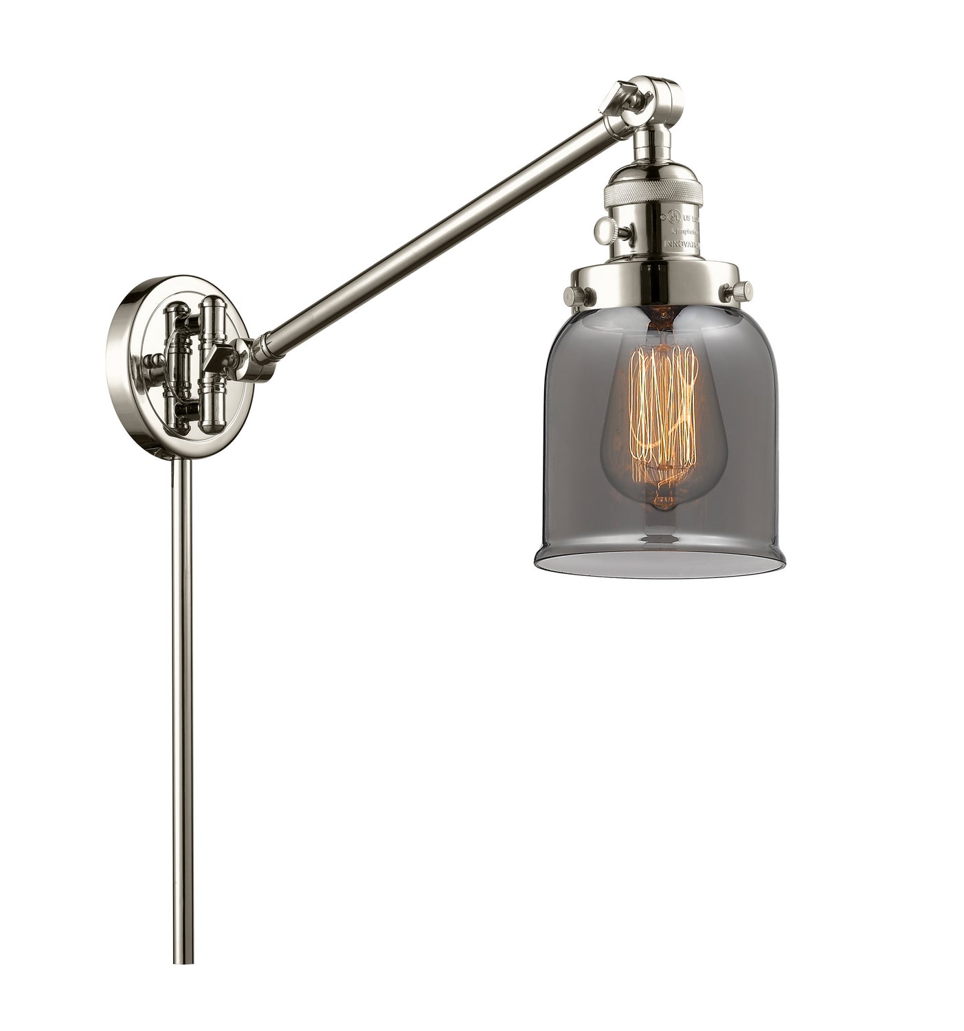 Innovations - 237-PN-G53 - One Light Swing Arm - Franklin Restoration - Polished Nickel