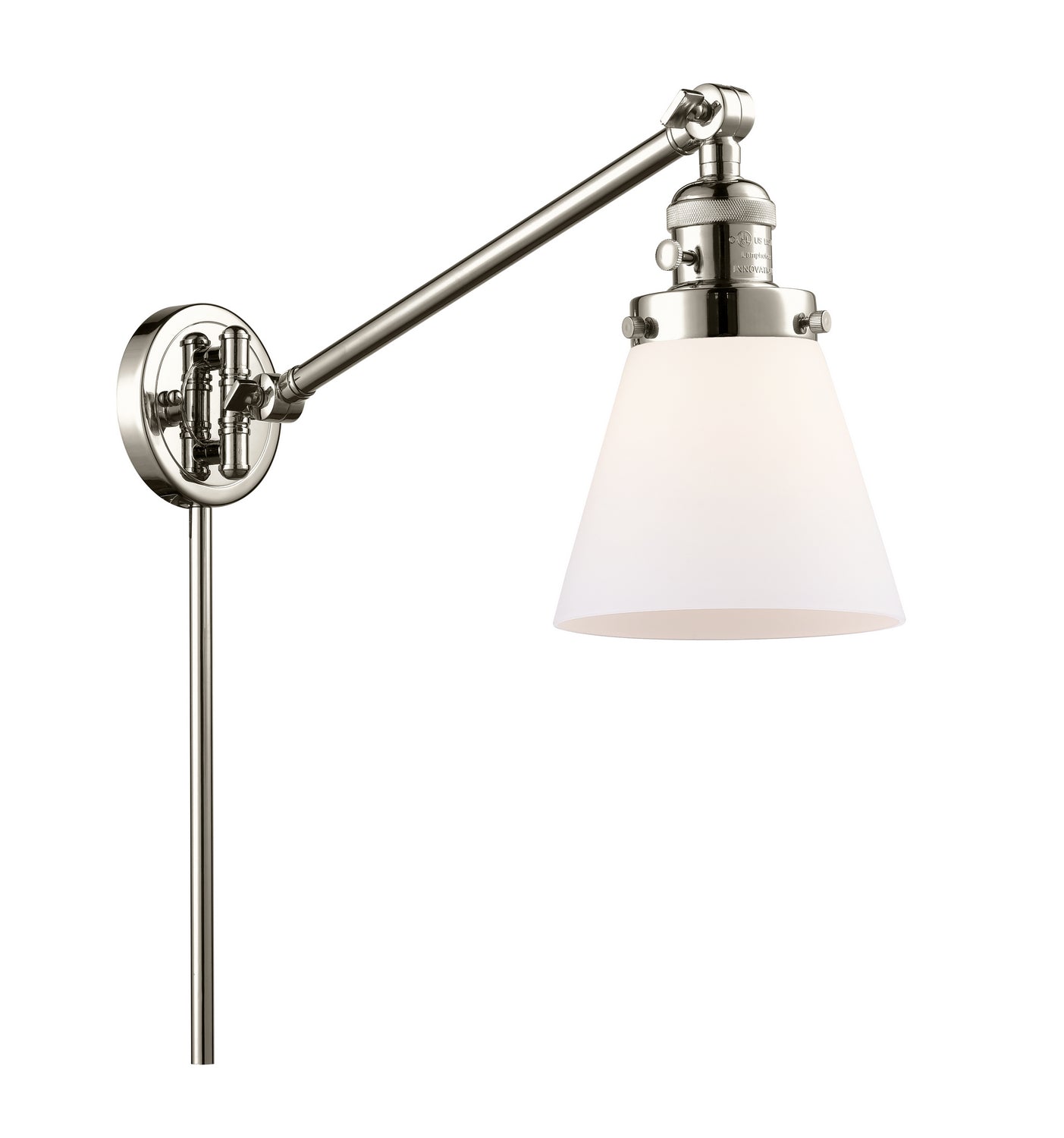 Innovations - 237-PN-G61 - One Light Swing Arm - Franklin Restoration - Polished Nickel