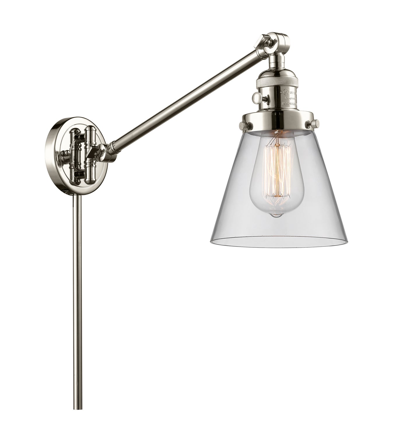 Innovations - 237-PN-G62 - One Light Swing Arm - Franklin Restoration - Polished Nickel