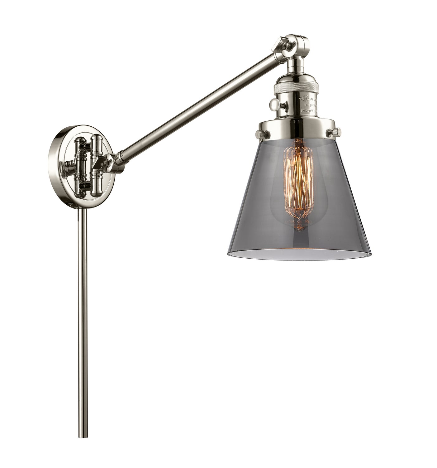 Innovations - 237-PN-G63 - One Light Swing Arm - Franklin Restoration - Polished Nickel