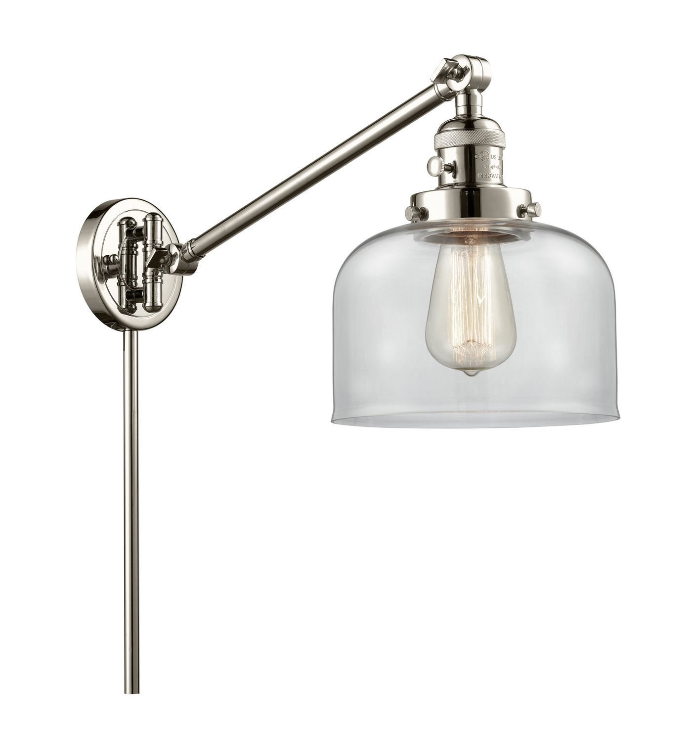 Innovations - 237-PN-G72 - One Light Swing Arm - Franklin Restoration - Polished Nickel