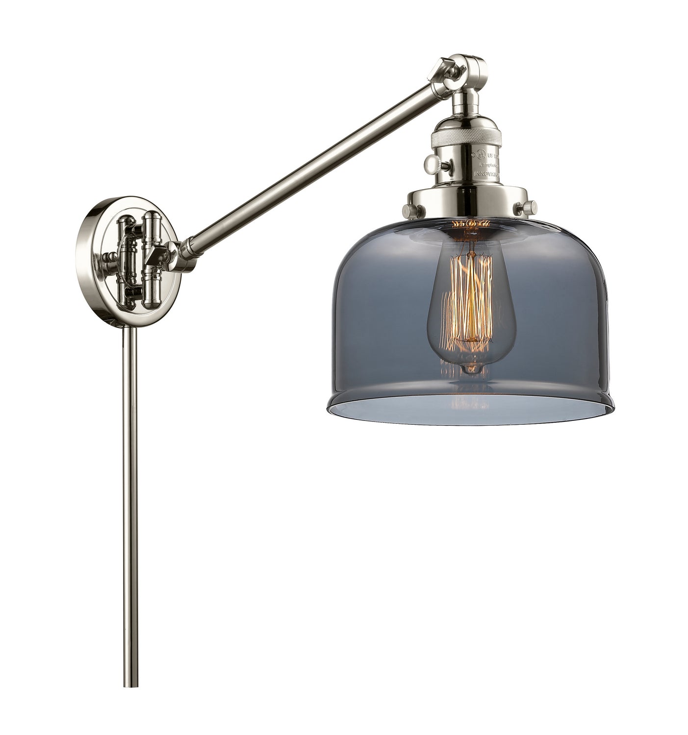 Innovations - 237-PN-G73 - One Light Swing Arm - Franklin Restoration - Polished Nickel