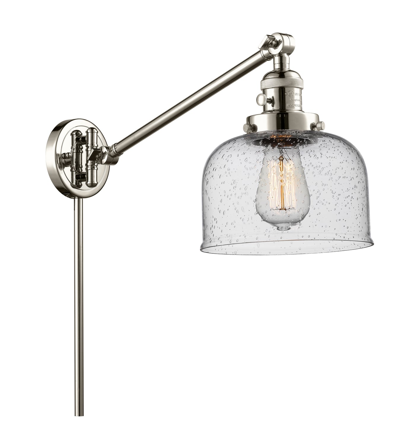 Innovations - 237-PN-G74 - One Light Swing Arm - Franklin Restoration - Polished Nickel
