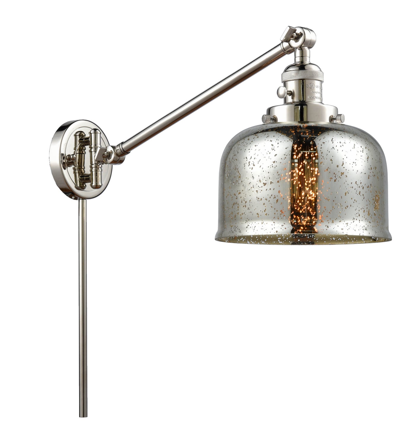 Innovations - 237-PN-G78 - One Light Swing Arm - Franklin Restoration - Polished Nickel