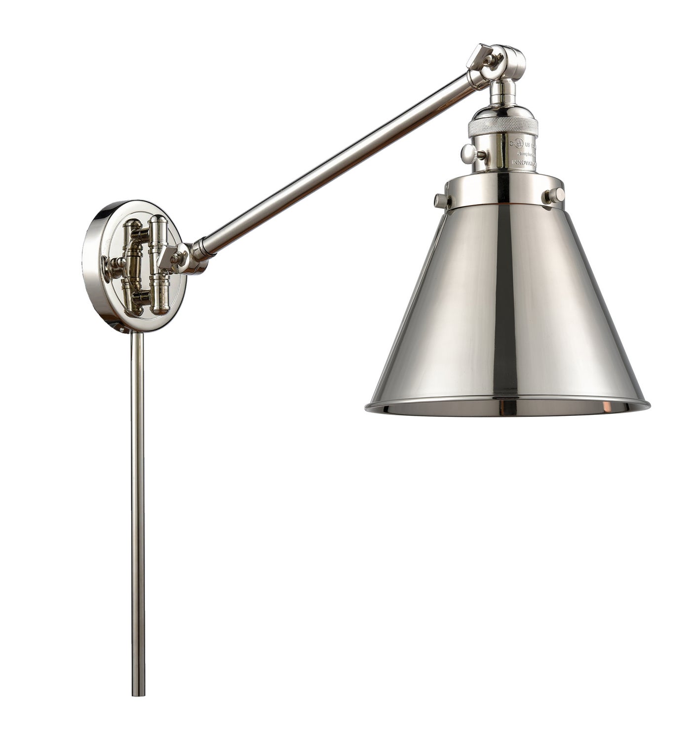 Innovations - 237-PN-M13-PN - One Light Swing Arm - Franklin Restoration - Polished Nickel
