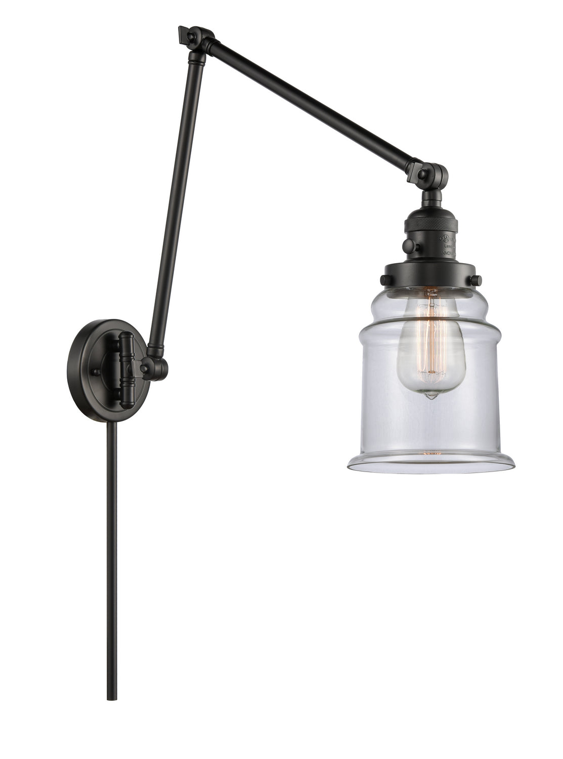 Innovations - 238-BK-G182 - One Light Swing Arm - Franklin Restoration - Matte Black