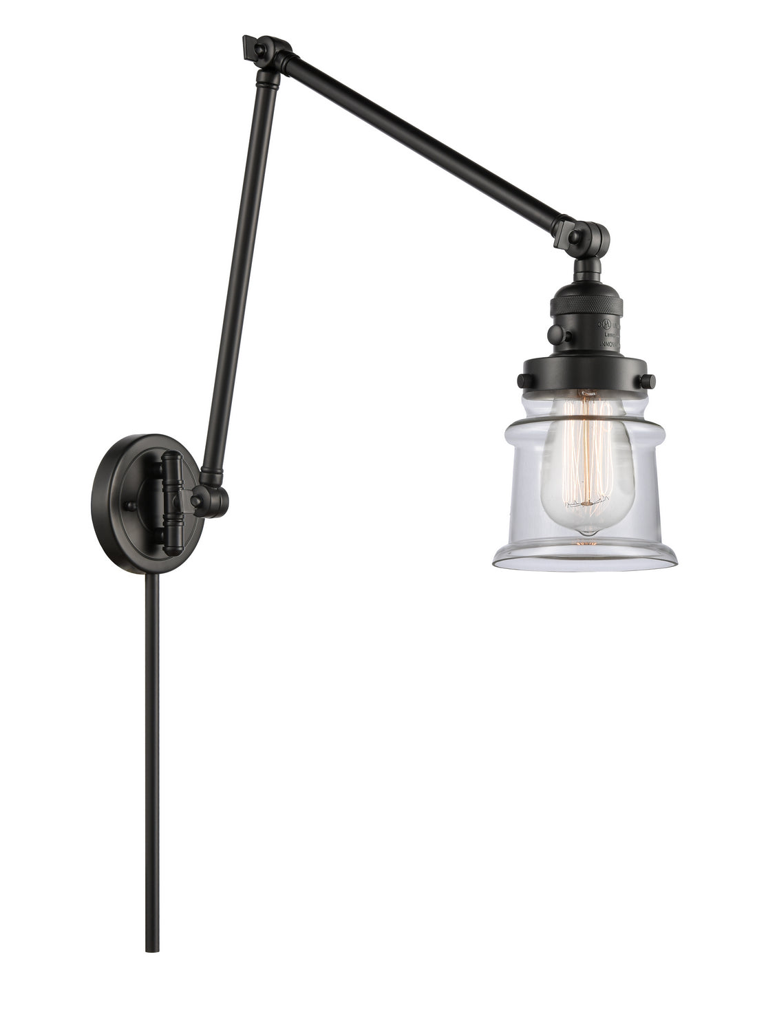 Innovations - 238-BK-G182S - One Light Swing Arm - Franklin Restoration - Matte Black
