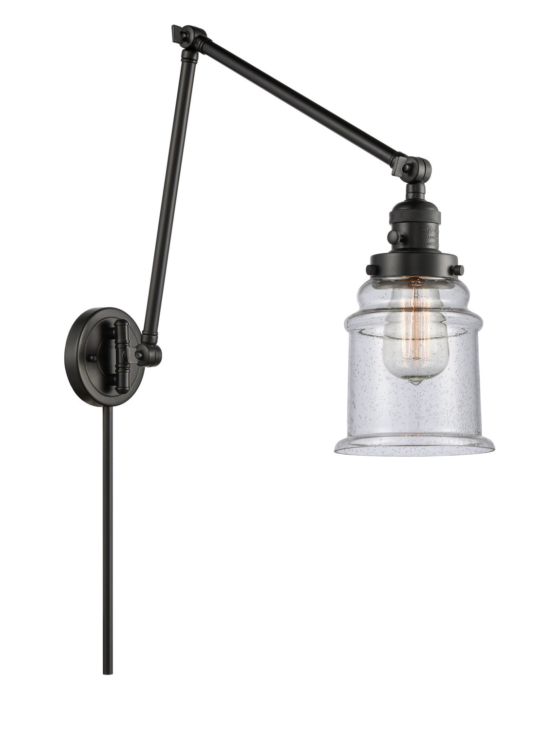 Innovations - 238-BK-G184 - One Light Swing Arm - Franklin Restoration - Matte Black