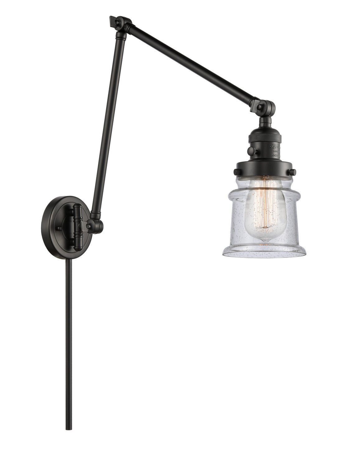 Innovations - 238-BK-G184S - One Light Swing Arm - Franklin Restoration - Matte Black
